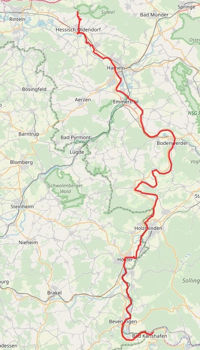 7. Etappe Bad Karlshafen – Rhodental / Rinteln ca. 108 km