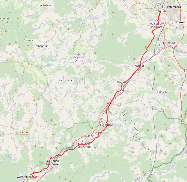 4. Etappe Wächtersbach – Fulda ca.58km